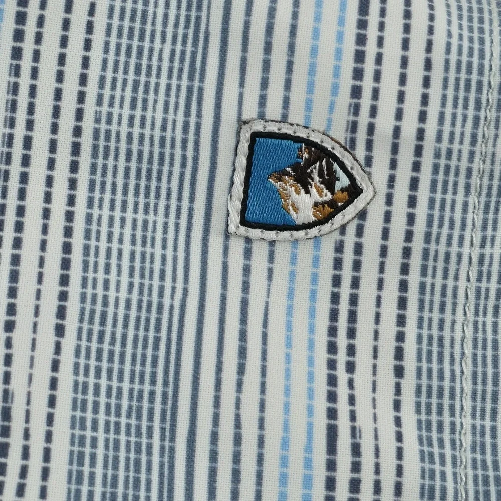Kuhl Persuadr Shirt Mens XL Short Sleeve Pocket Blue Stripes Lightweight